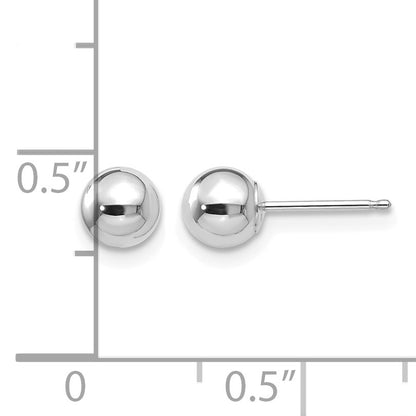 14k White Gold 5mm Polished Puffed Ball Post Earrings