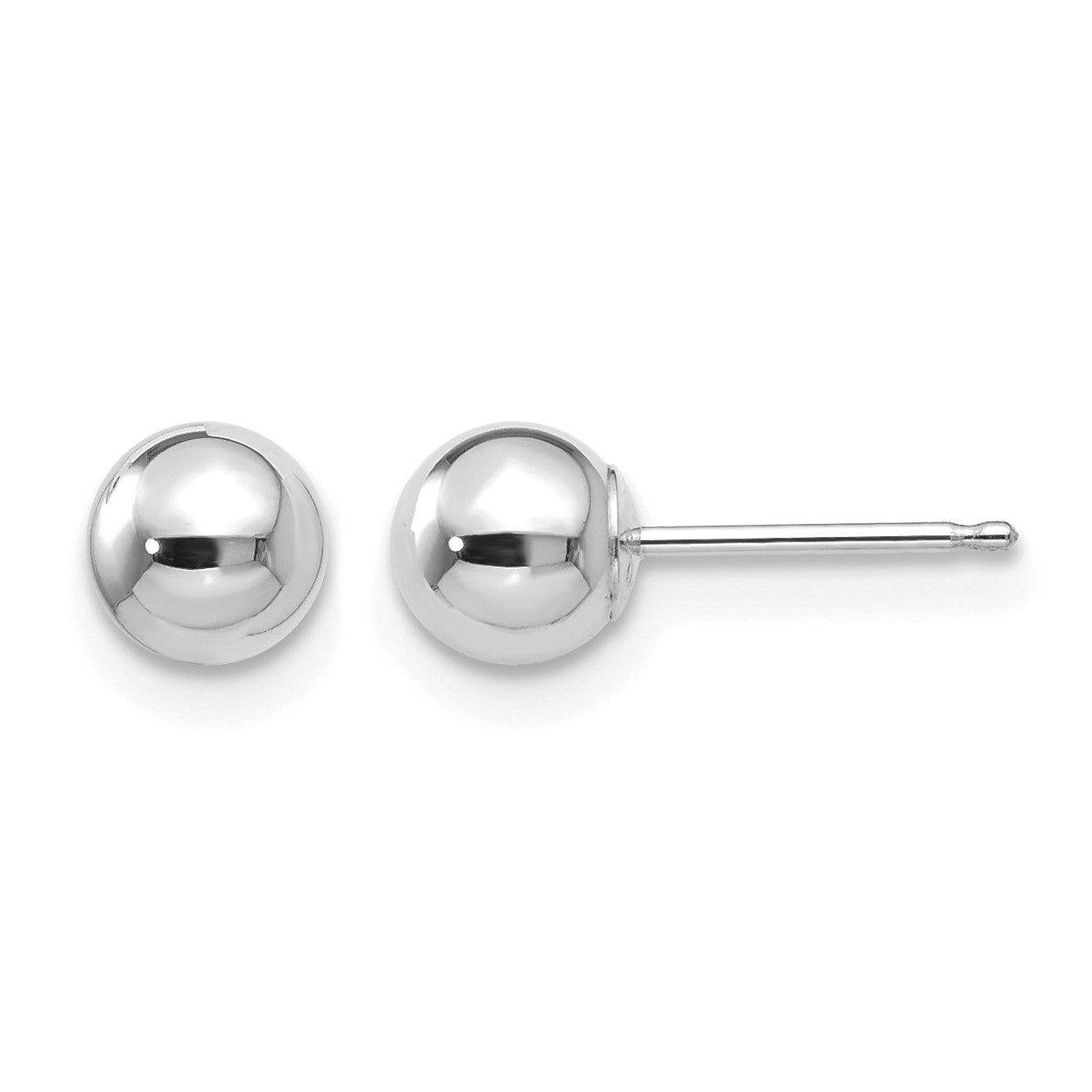 14k White Gold 5mm Polished Puffed Ball Post Earrings