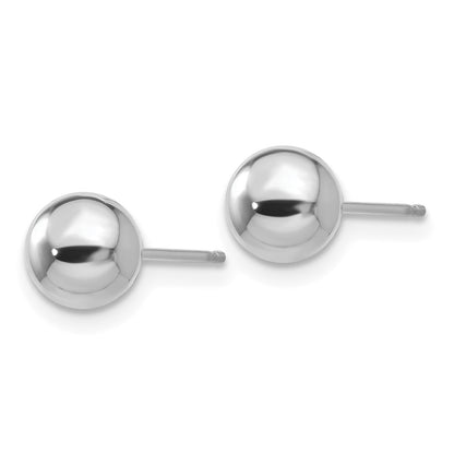 14k White Gold 6mm Polished Puffed Ball Post Earrings