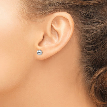 14k White Gold 6mm Polished Puffed Ball Post Earrings
