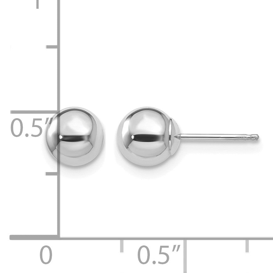14k White Gold 6mm Polished Puffed Ball Post Earrings
