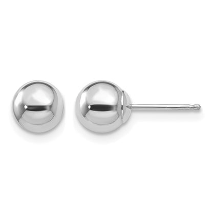14k White Gold 6mm Polished Puffed Ball Post Earrings