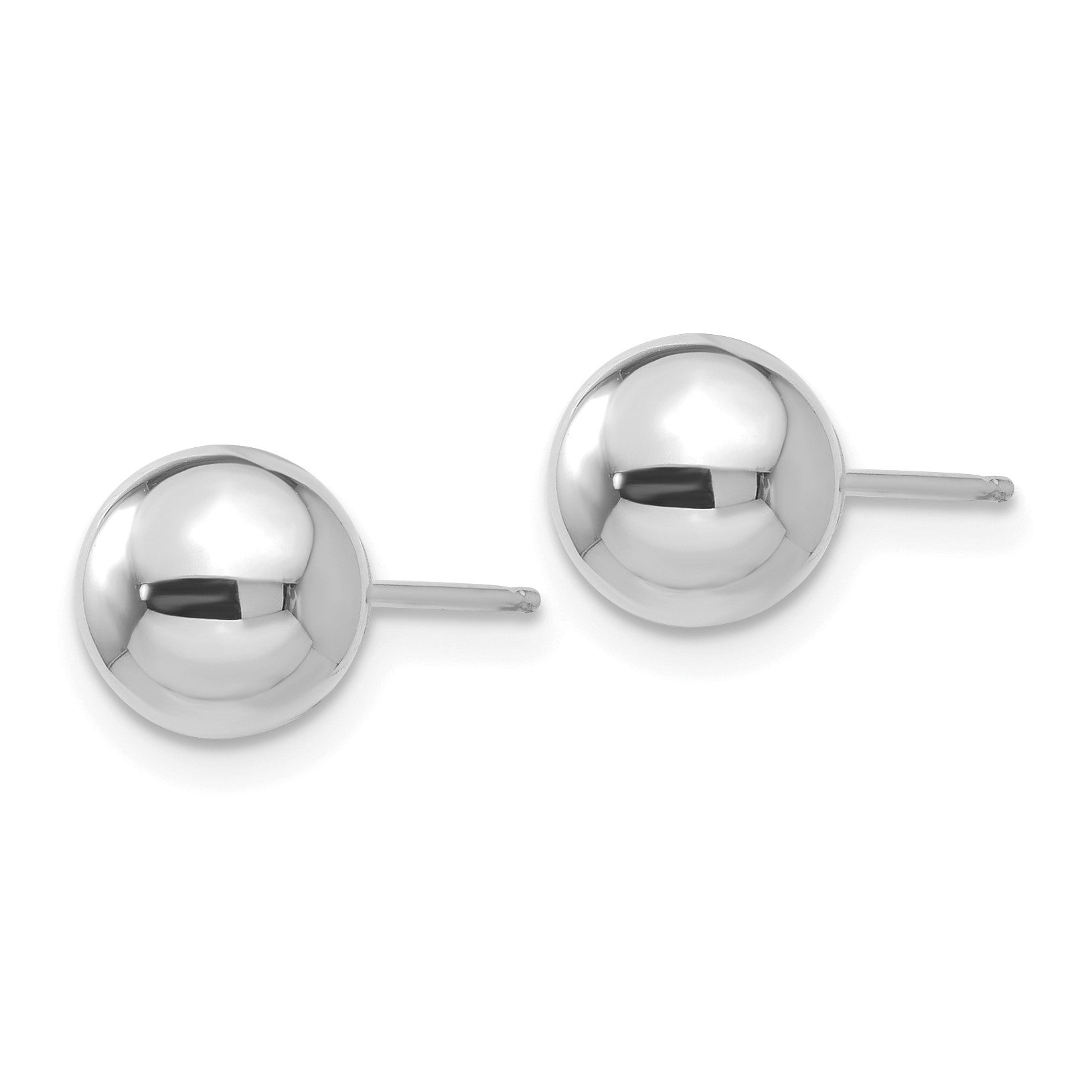 14k White Gold 7mm Polished Puffed Ball Post Earrings