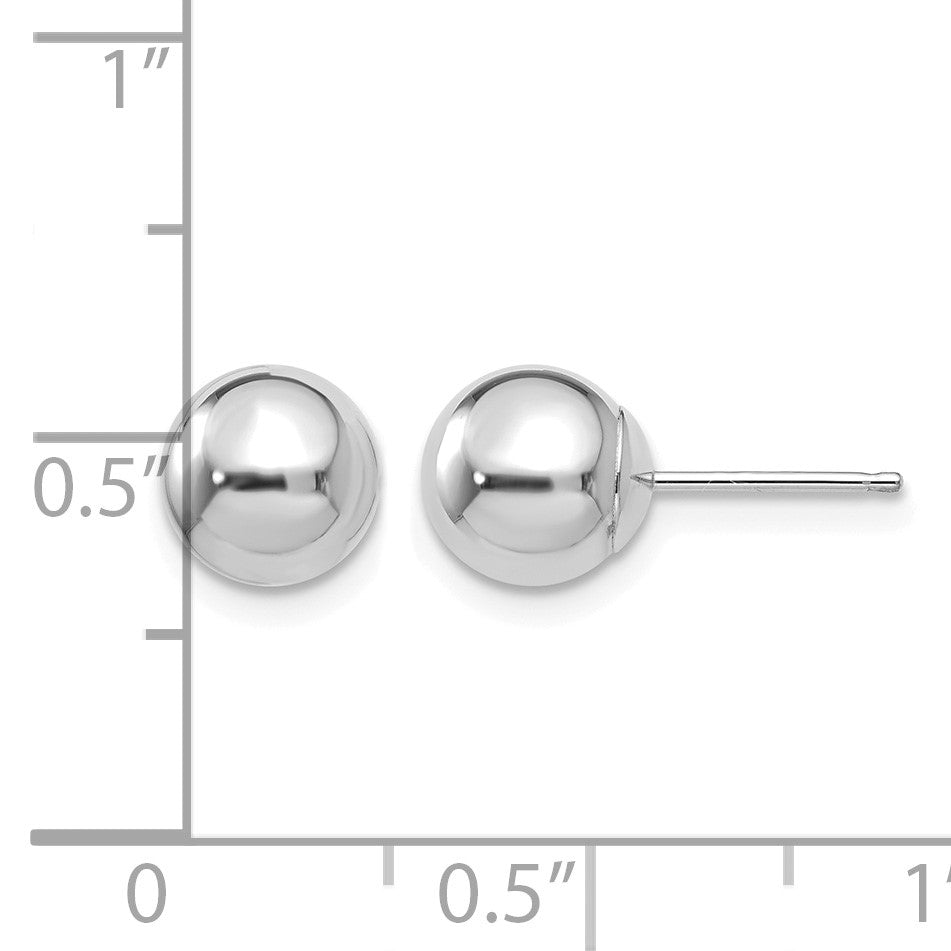 14k White Gold 7mm Polished Puffed Ball Post Earrings