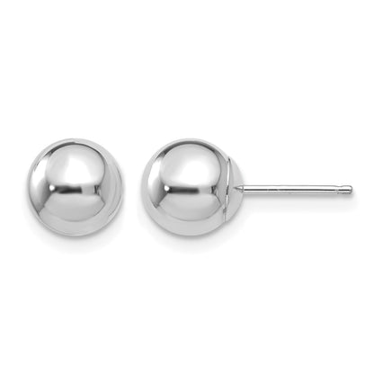 14k White Gold 7mm Polished Puffed Ball Post Earrings