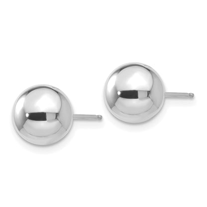 14k White Gold 8mm Polished Puffed Ball Post Earrings
