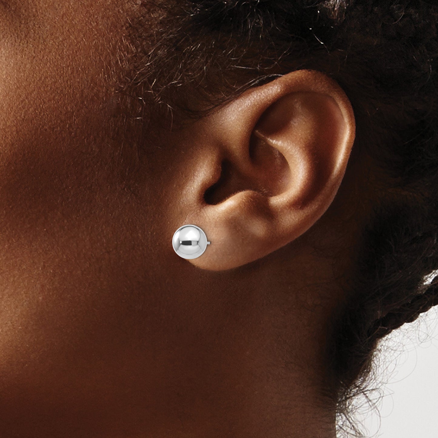 14k White Gold 8mm Polished Puffed Ball Post Earrings
