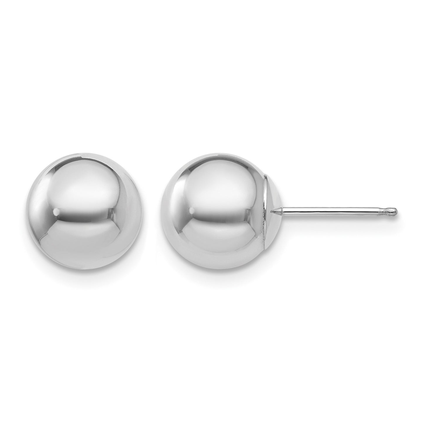 14k White Gold 8mm Polished Puffed Ball Post Earrings