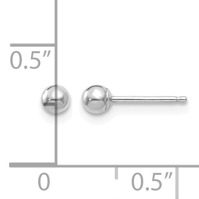 14k White Gold 3mm Polished Puffed Ball Post Earrings