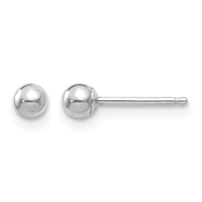 14k White Gold 3mm Polished Puffed Ball Post Earrings
