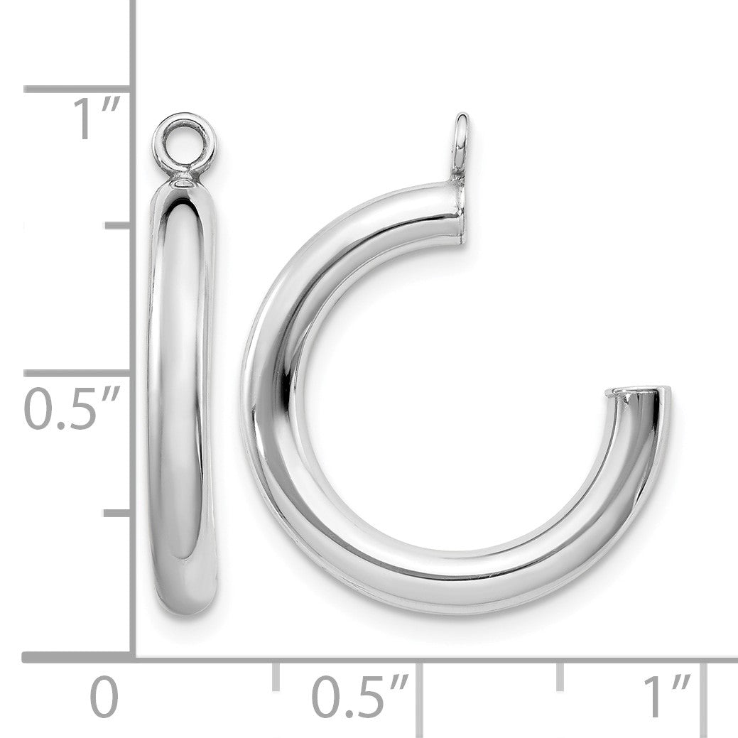 14k White Gold Polished 3x24mm Tube Hoop Earring Jackets