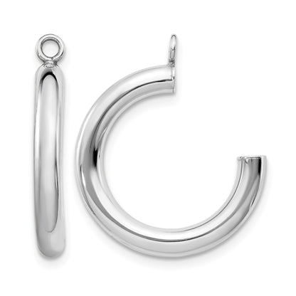 14k White Gold Polished 3x24mm Tube Hoop Earring Jackets