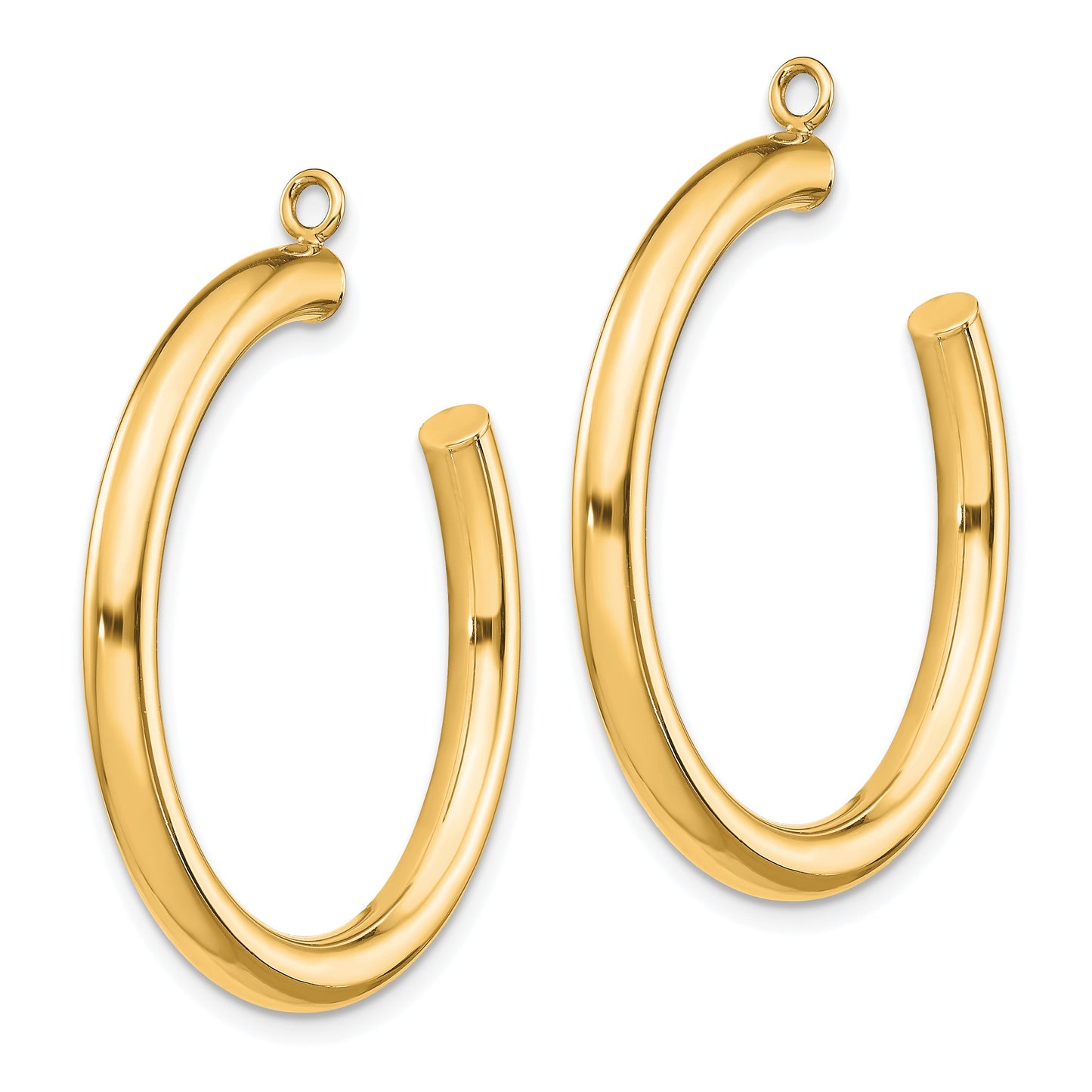 14k Polished 3x30mm Tube Hoop Earring Jackets