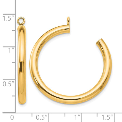 14k Polished 3x30mm Tube Hoop Earring Jackets