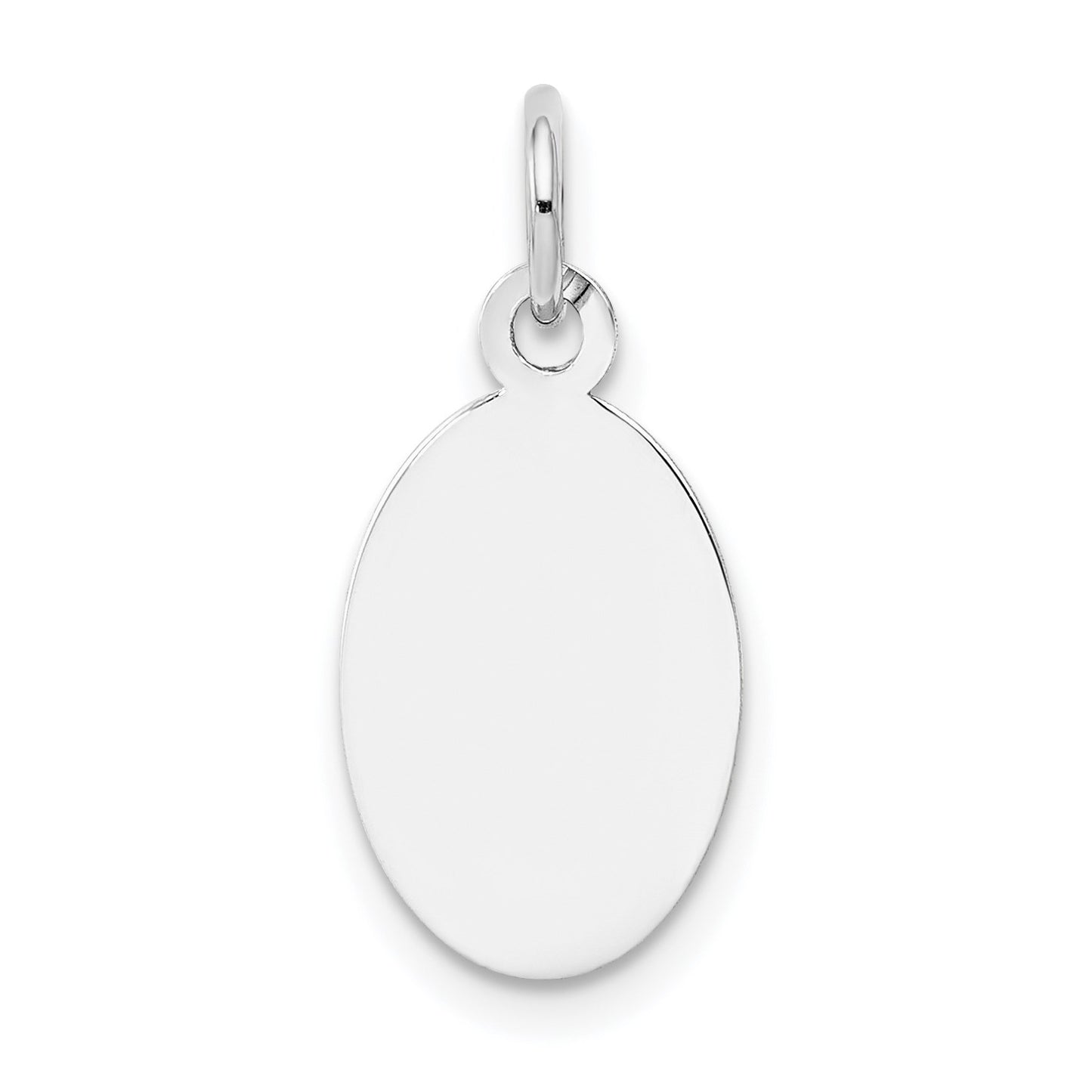 14k White Gold Plain 13.4x9.5mm .011 Gauge Oval Engravable Disc Charm