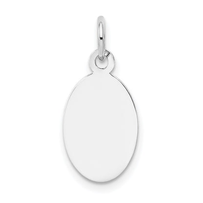 14k White Gold Plain 13.4x9.5mm .018 Gauge Oval Engravable Disc Charm