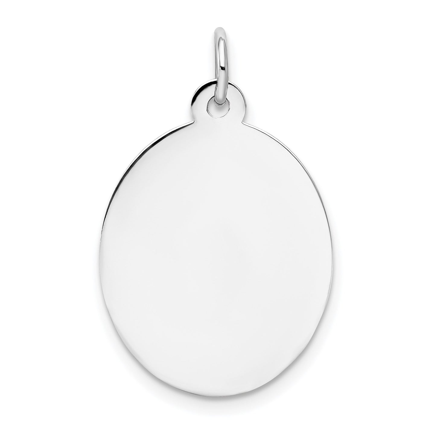 14k White Gold Plain 19.7x16.5mm .018 Gauge Oval Engravable Disc Charm