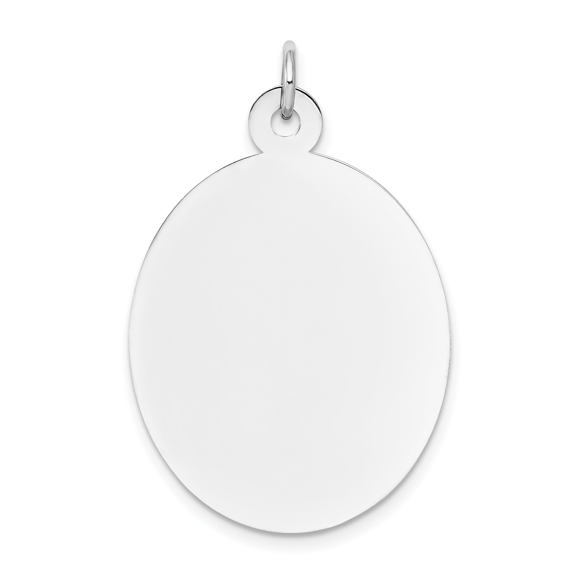 14k White Gold Plain 26.9x22.5mm .035 Gauge Oval Engravable Disc Charm