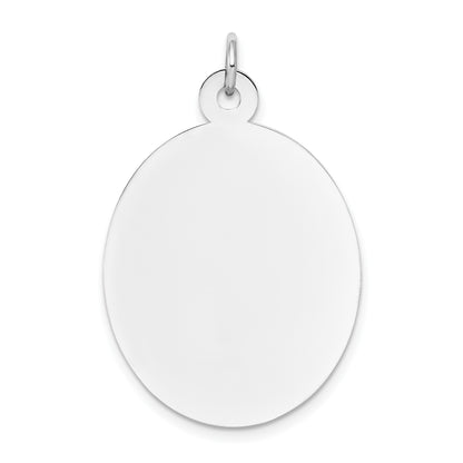 14k White Gold Plain 26.9x22.5mm .027 Gauge Oval Engravable Disc Charm