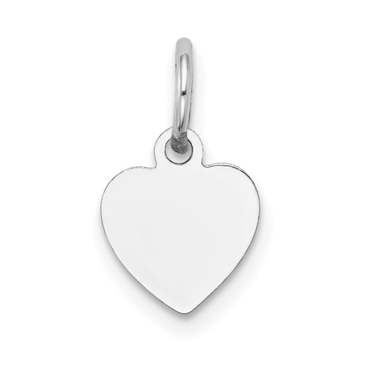 14k White Gold Plain .009 Gauge Engravable Heart 11x9mm Disc Charm