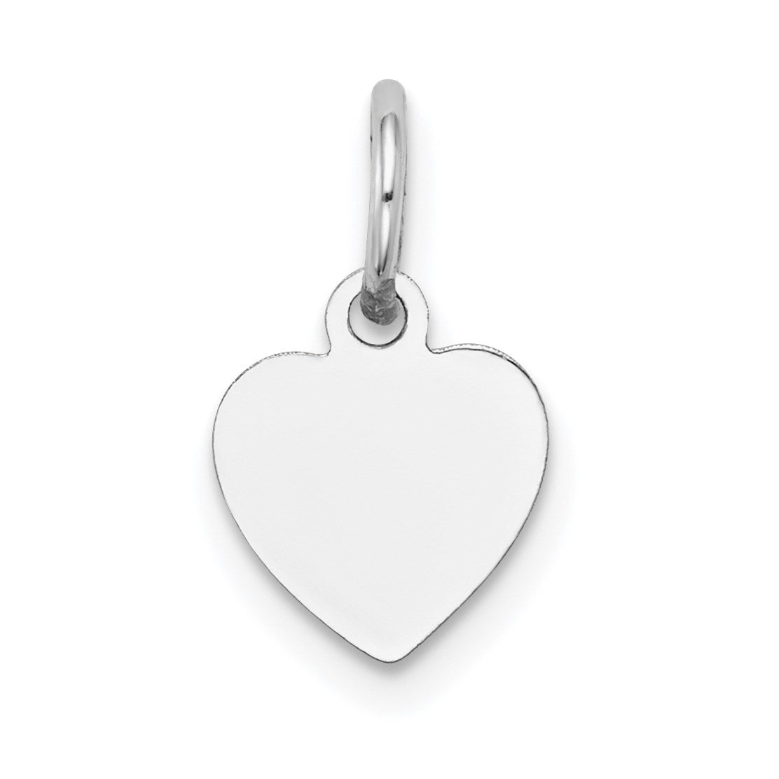 14k White Gold Plain .011 Gauge Engravable Heart 11x9mm Disc Charm