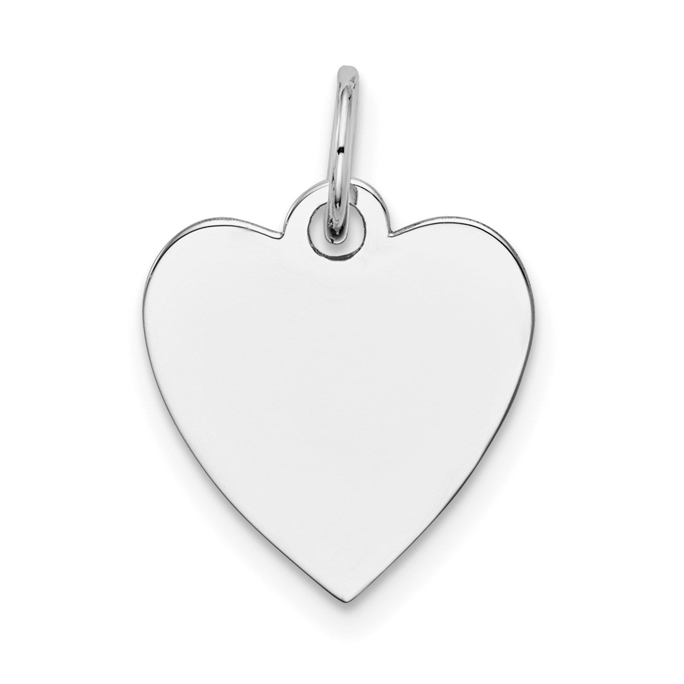 14k White Gold Plain .009 Gauge Engravable Heart 15x14mm Disc Charm