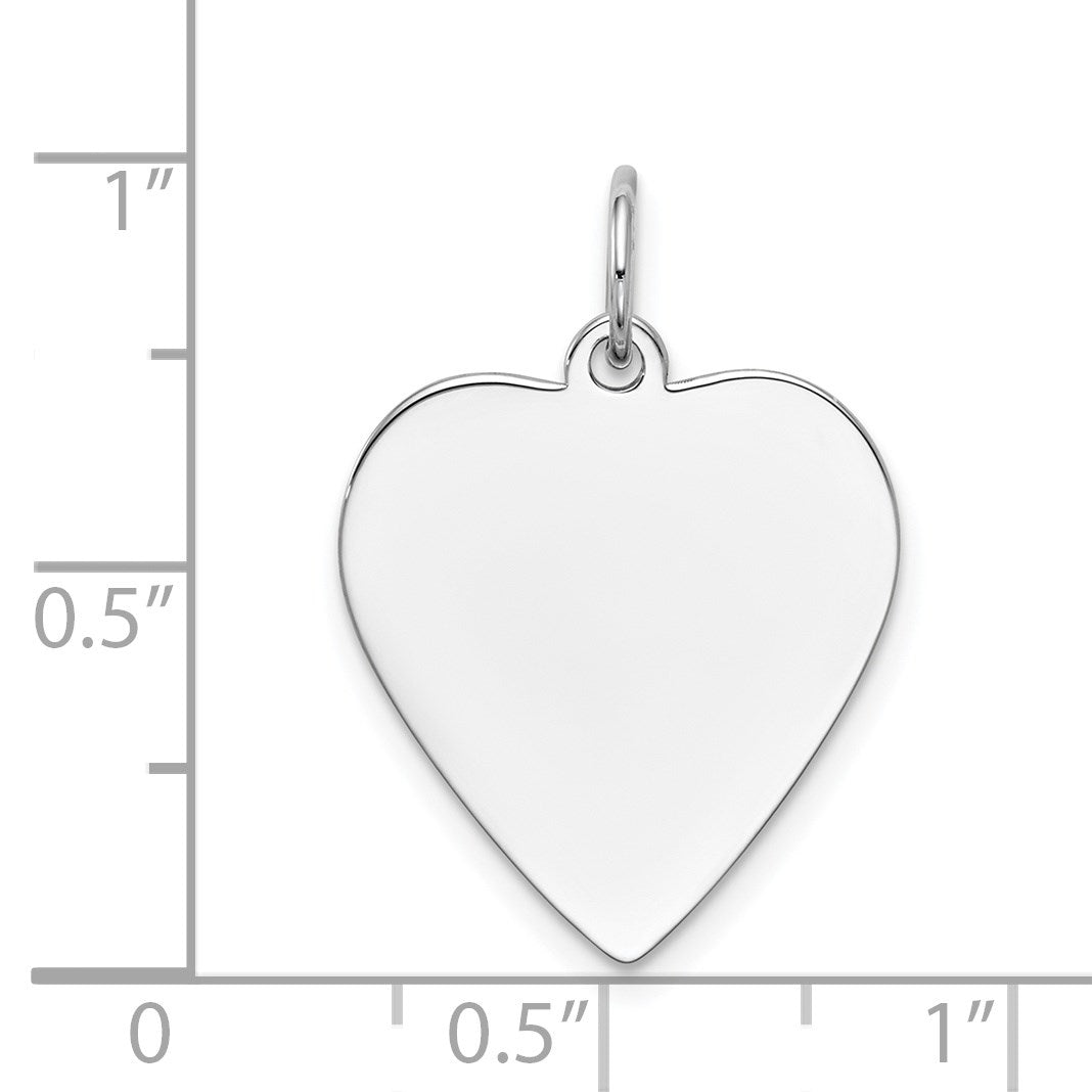 14k White Gold Plain .013 Gauge Engravable Heart 21x18mm Disc Charm