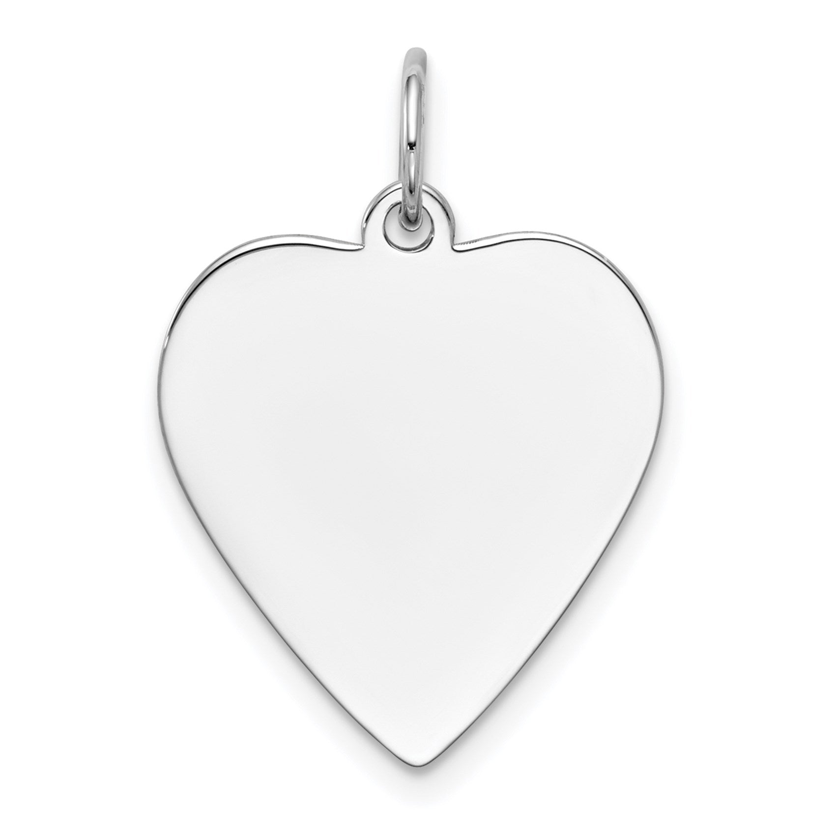 14k White Gold Plain .011 Gauge Engravable Heart 21x18mm Disc Charm