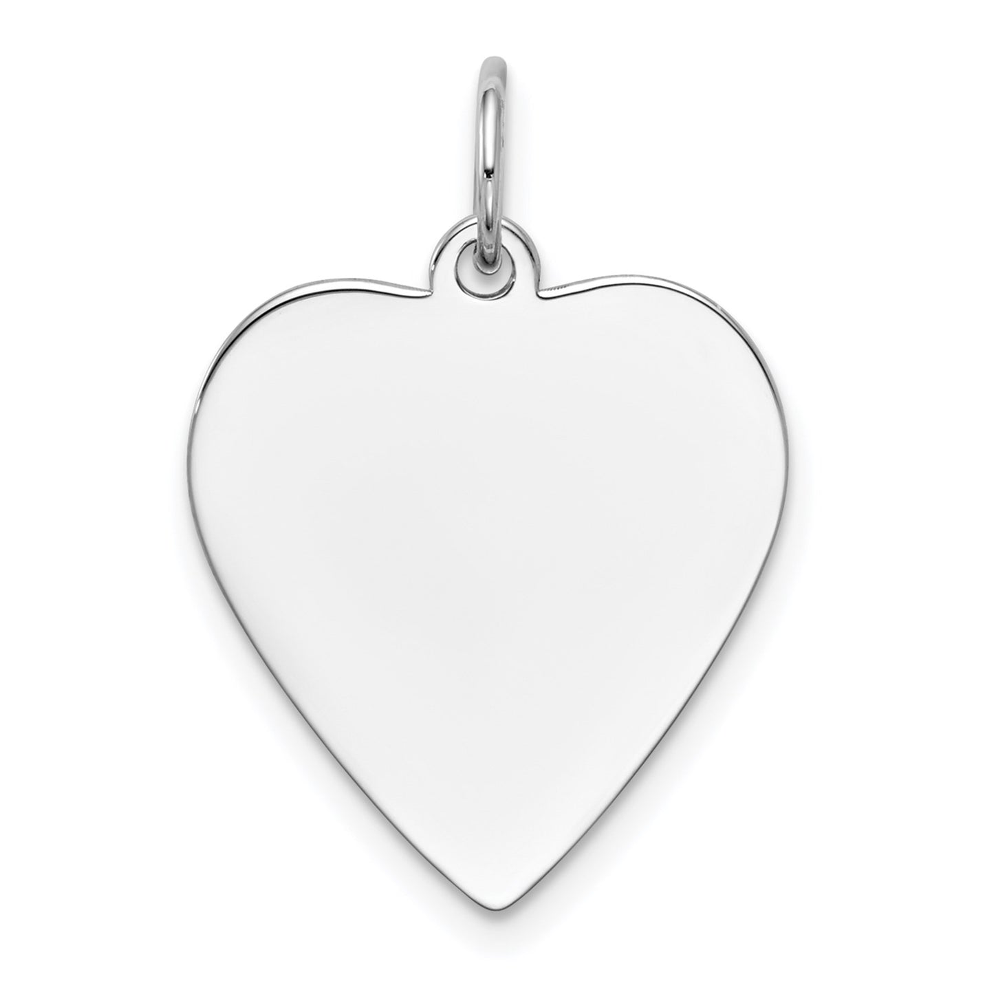 14k White Gold Plain .018 Gauge Engravable Heart 21x18mm Disc Charm