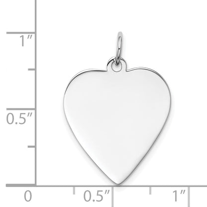 14k White Gold Plain .013 Gauge Engravable Heart 23x19mm Disc Charm