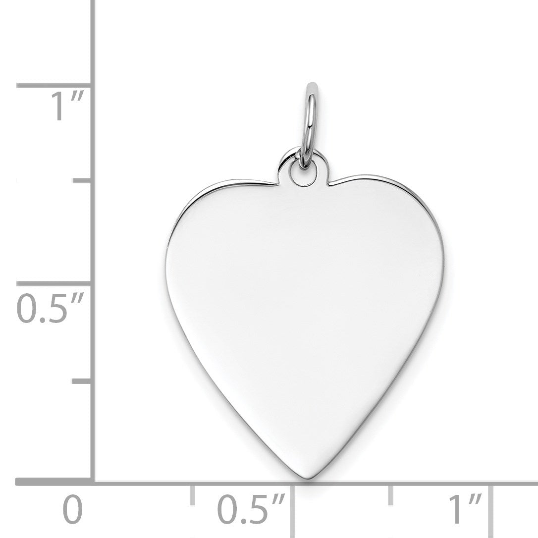 14k White Gold Plain .011 Gauge Engravable Heart 23x19mm Disc Charm