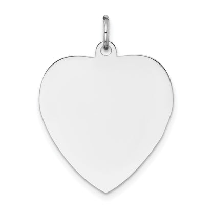 14k White Gold Plain .027 Gauge Engravable Heart 24x21mm Disc Charm