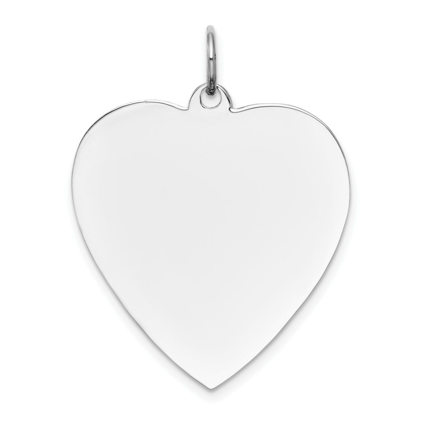 14k White Gold Plain .027 Gauge Engravable Heart 27x24mm Disc Charm