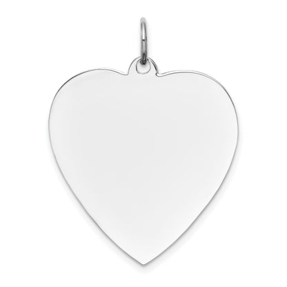 14k White Gold Plain .035 Gauge Engravable Heart 27x24mm Disc Charm