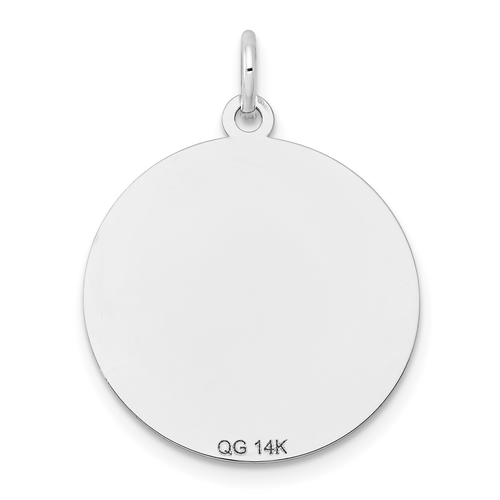 14k White Gold Etched Design Edge .027 Gauge Round Engravable 19mm Disc Charm