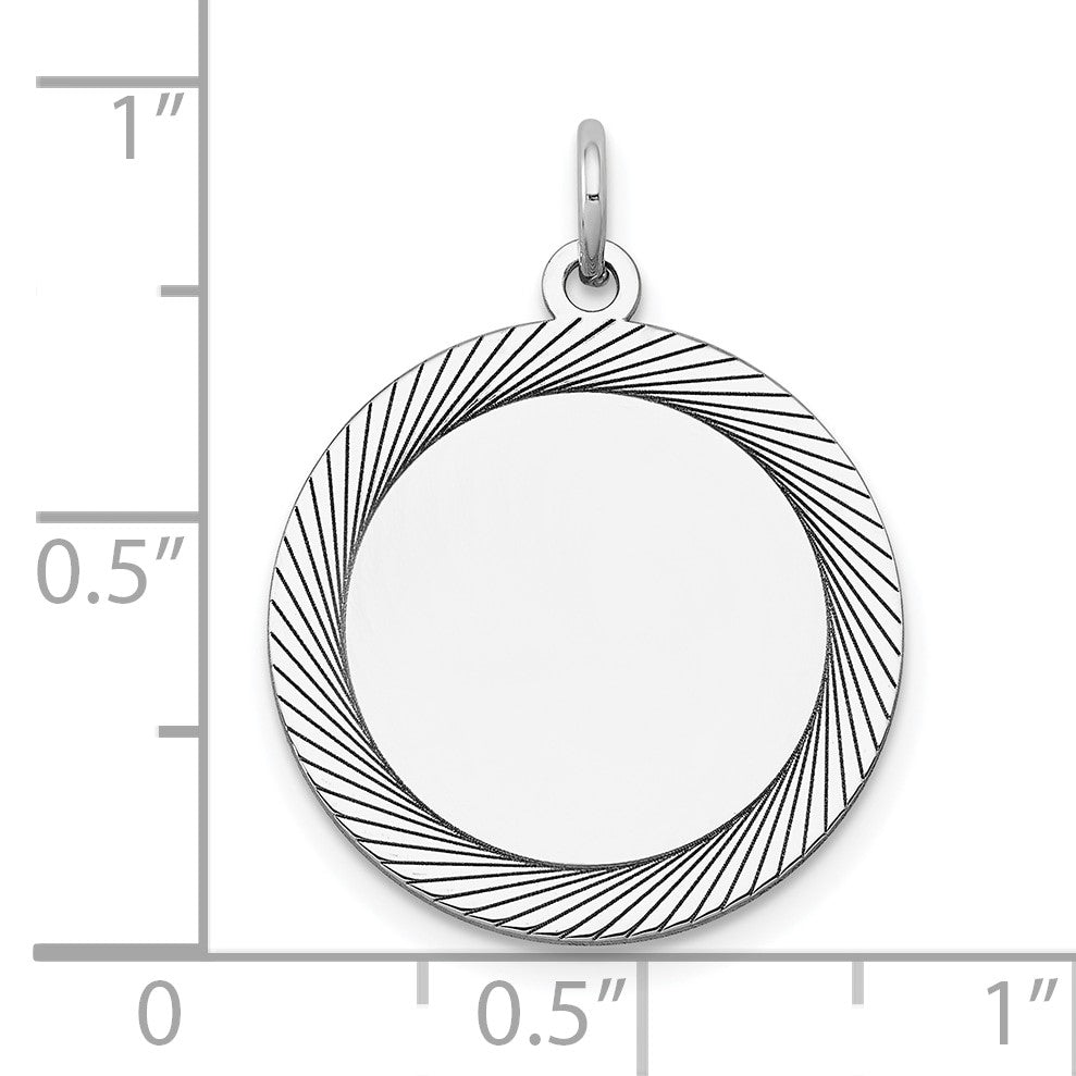 14k White Gold Etched Design Edge .027 Gauge Round Engravable 19mm Disc Charm