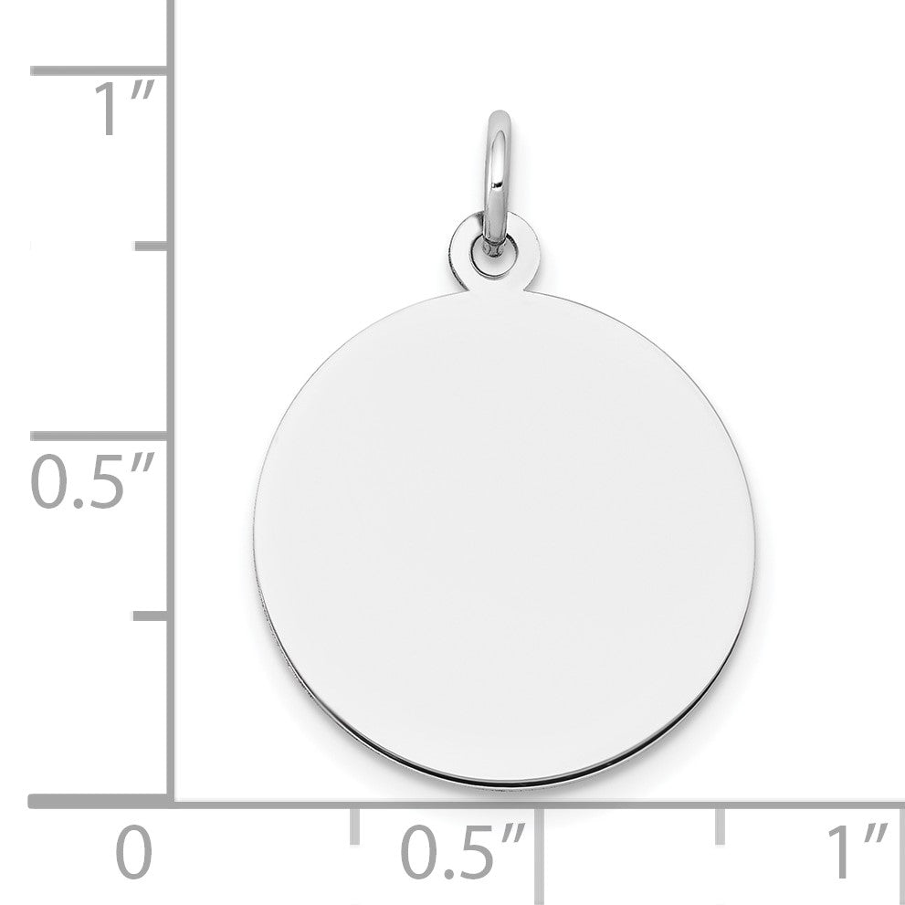 14k White Gold Plain .011 Gauge Round Engravable 18mm Disc Charm
