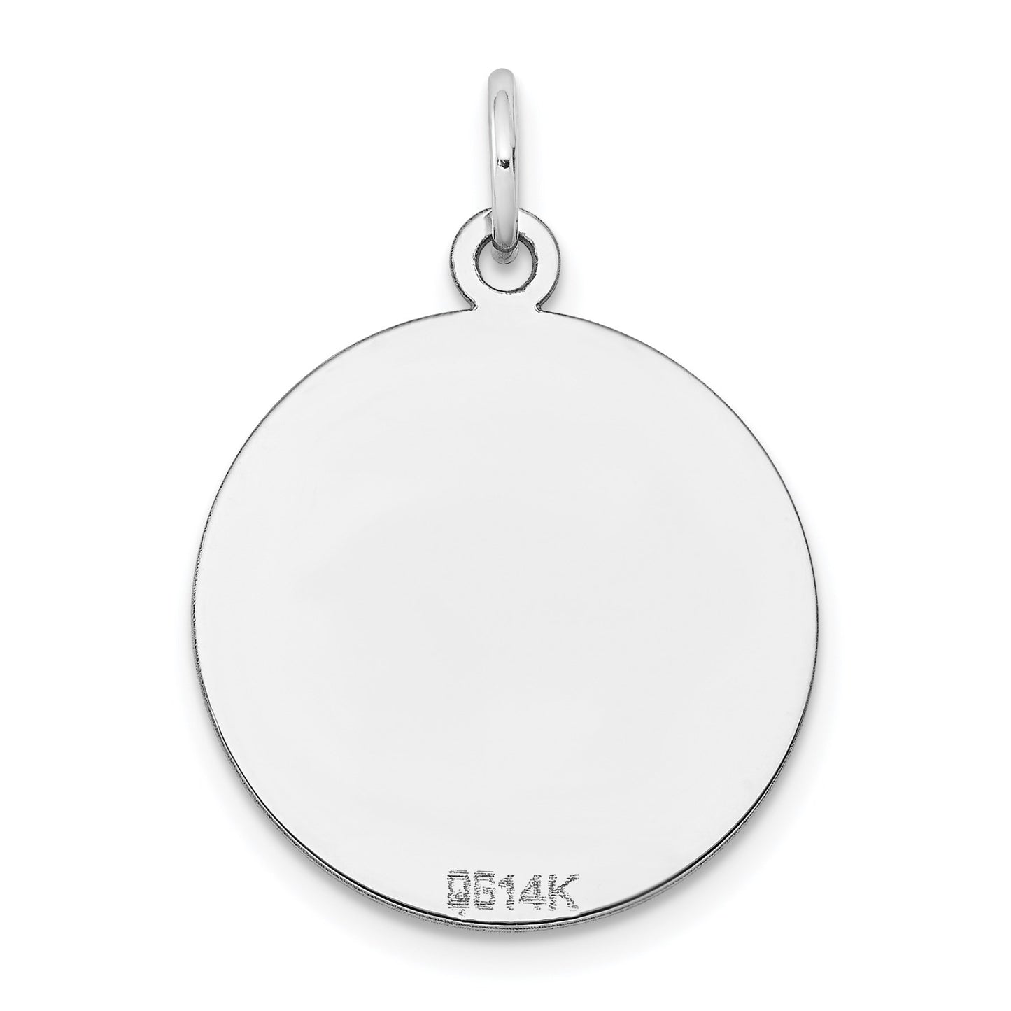 14k White Gold Plain .027 Gauge Round Engravable 19mm Disc Charm