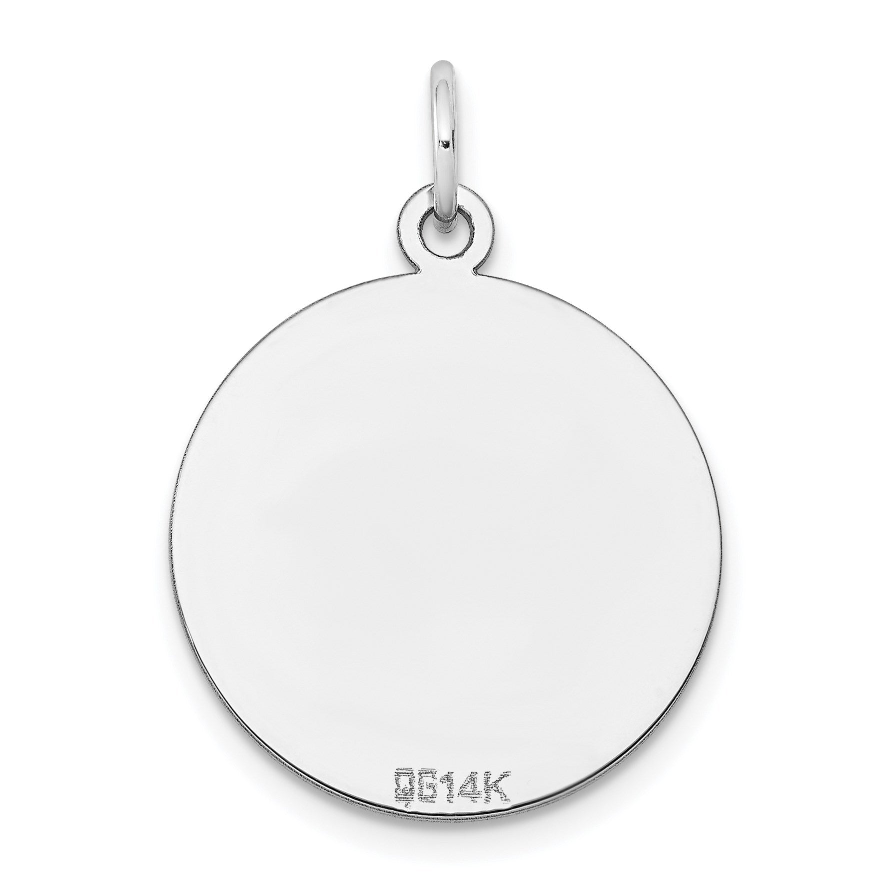 14k White Gold Plain .027 Gauge Round Engravable 19mm Disc Charm