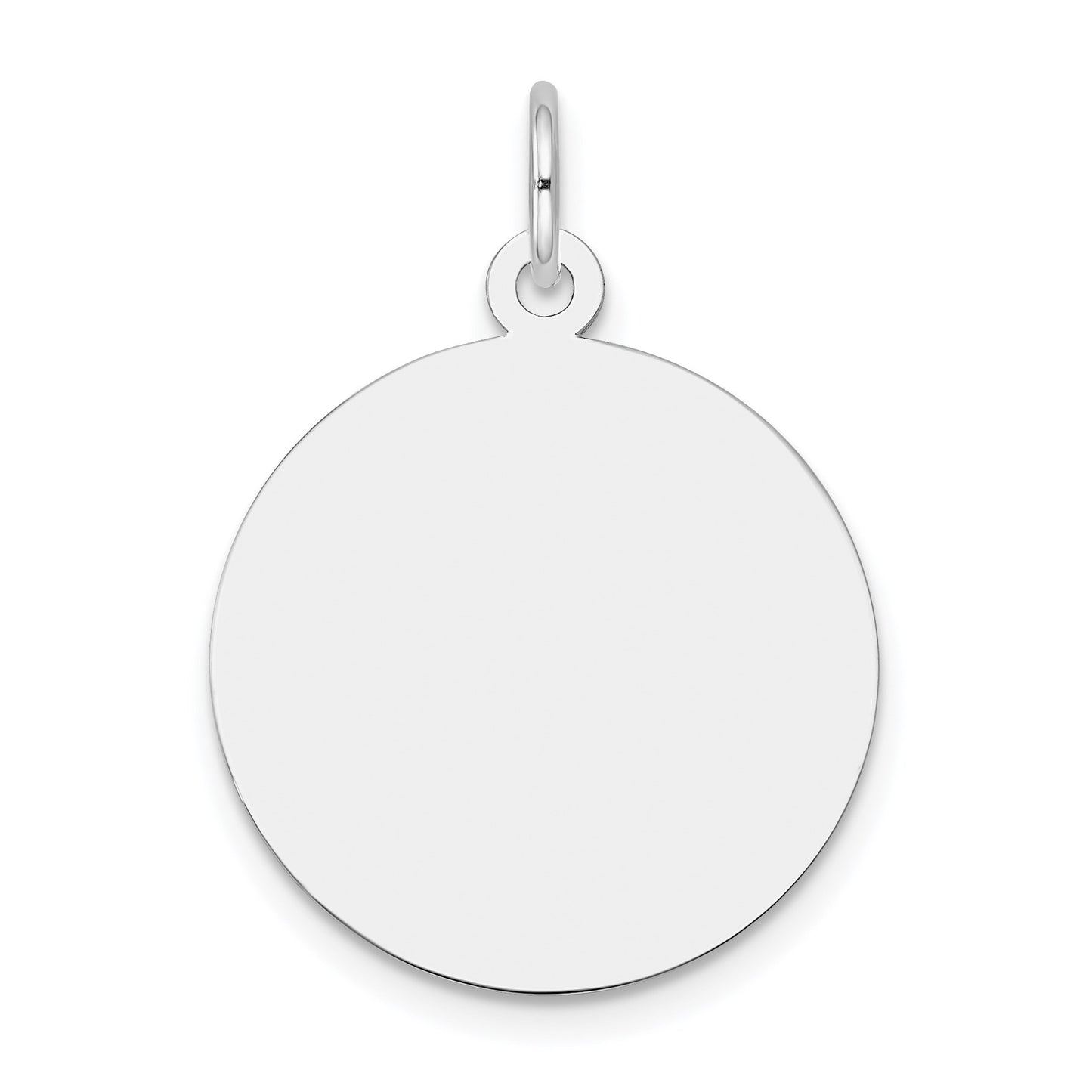 14k White Gold Plain .027 Gauge Round Engravable 19mm Disc Charm
