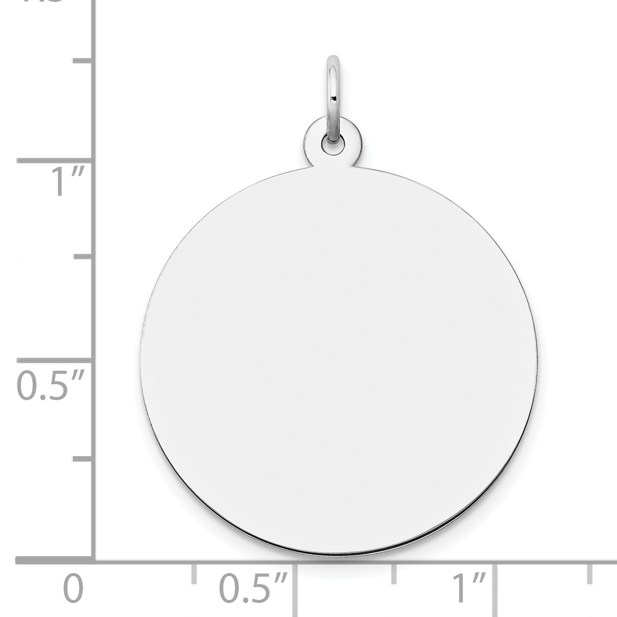 14k White Gold Plain .035 Gauge Round Engravable 24mm Disc Charm