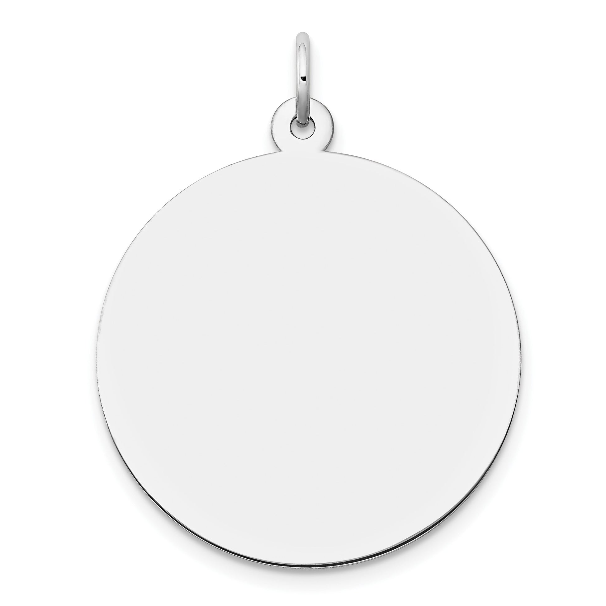 14k White Gold Plain .013 Gauge Round Engravable 24mm Disc Charm