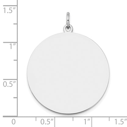 14k White Gold Plain .027 Gauge Round Engravable 25mm Disc Charm