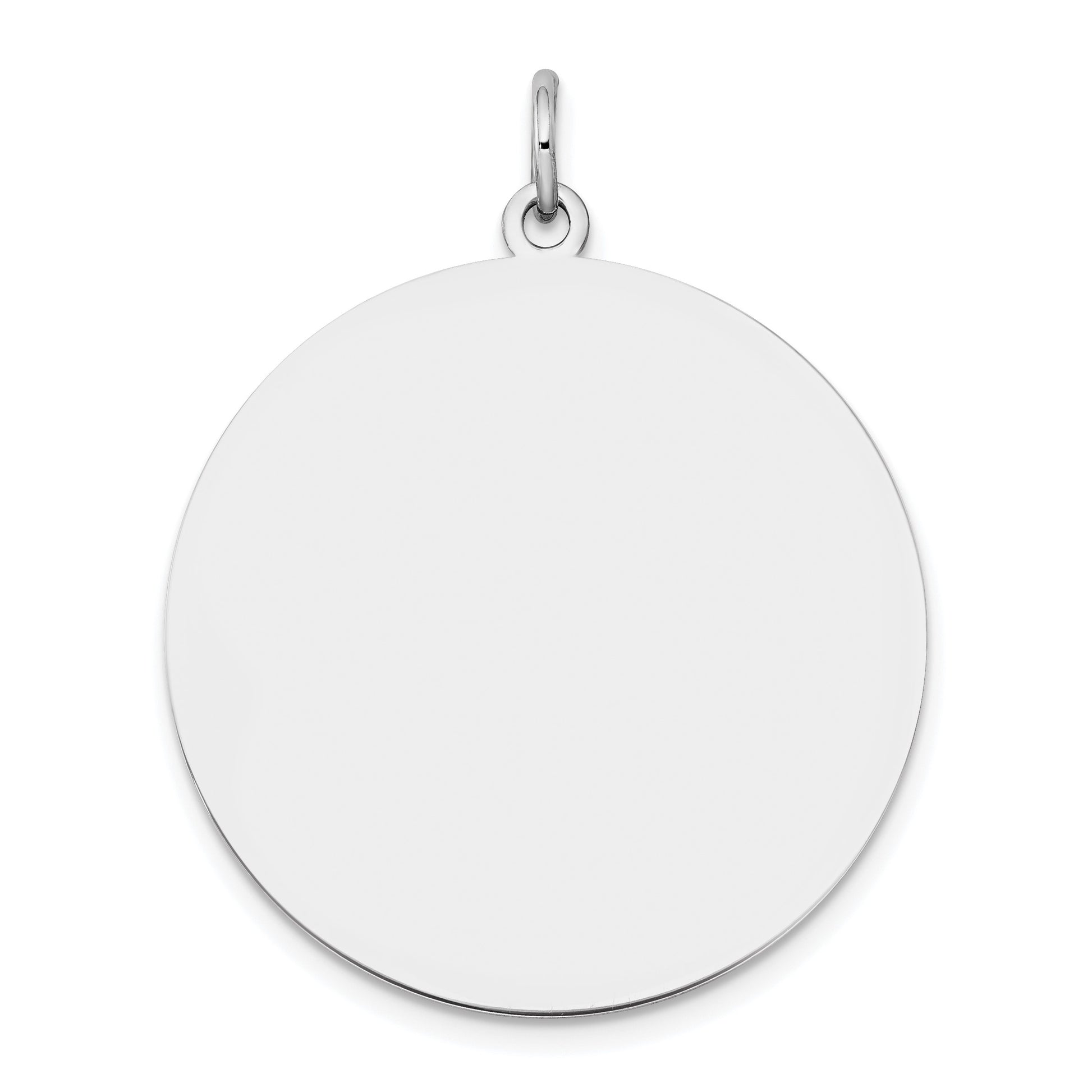 14k White Gold Plain .027 Gauge Round Engravable 25mm Disc Charm