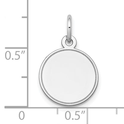 14k White Gold Plain with Grooved Edge .013 Gauge Round Engravable 13mm Disc Charm