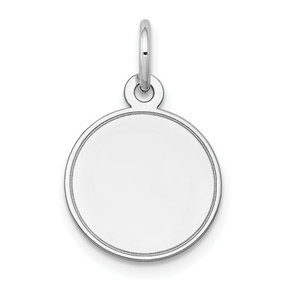 14k White Gold Plain with Grooved Edge .013 Gauge Round Engravable 13mm Disc Charm