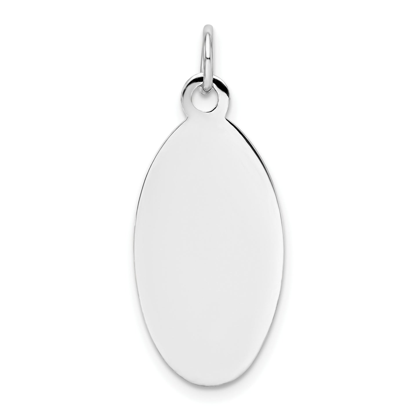 14k White Gold Plain 22x12.5mm .018 Gauge Elliptical Engravable Disc Charm
