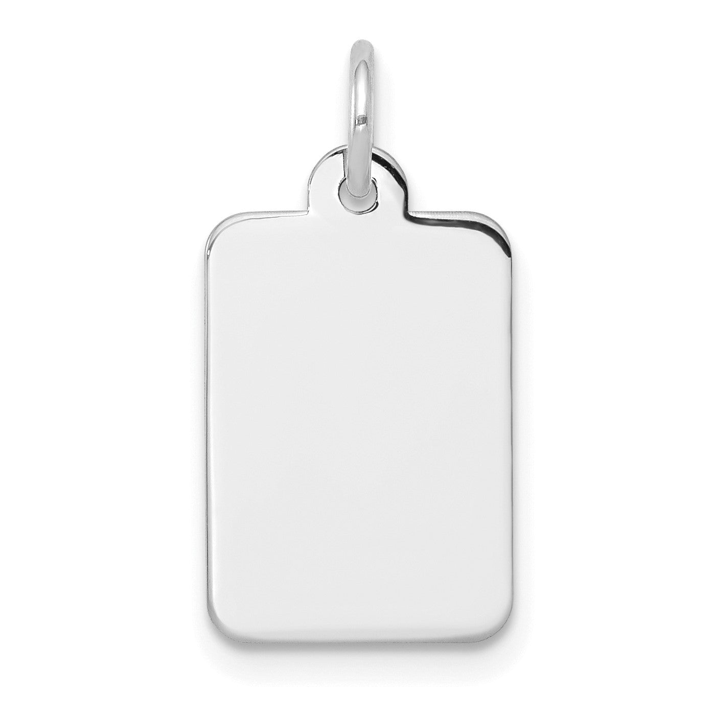 14k White Gold Plain 14.2x10.2mm .013 Gauge Rectangular Engravable Disc Charm