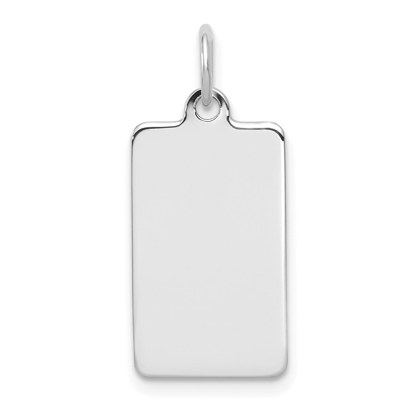 14k White Gold Plain 17.1x10.5mm .035 Gauge Rectangular Engravable Disc Charm