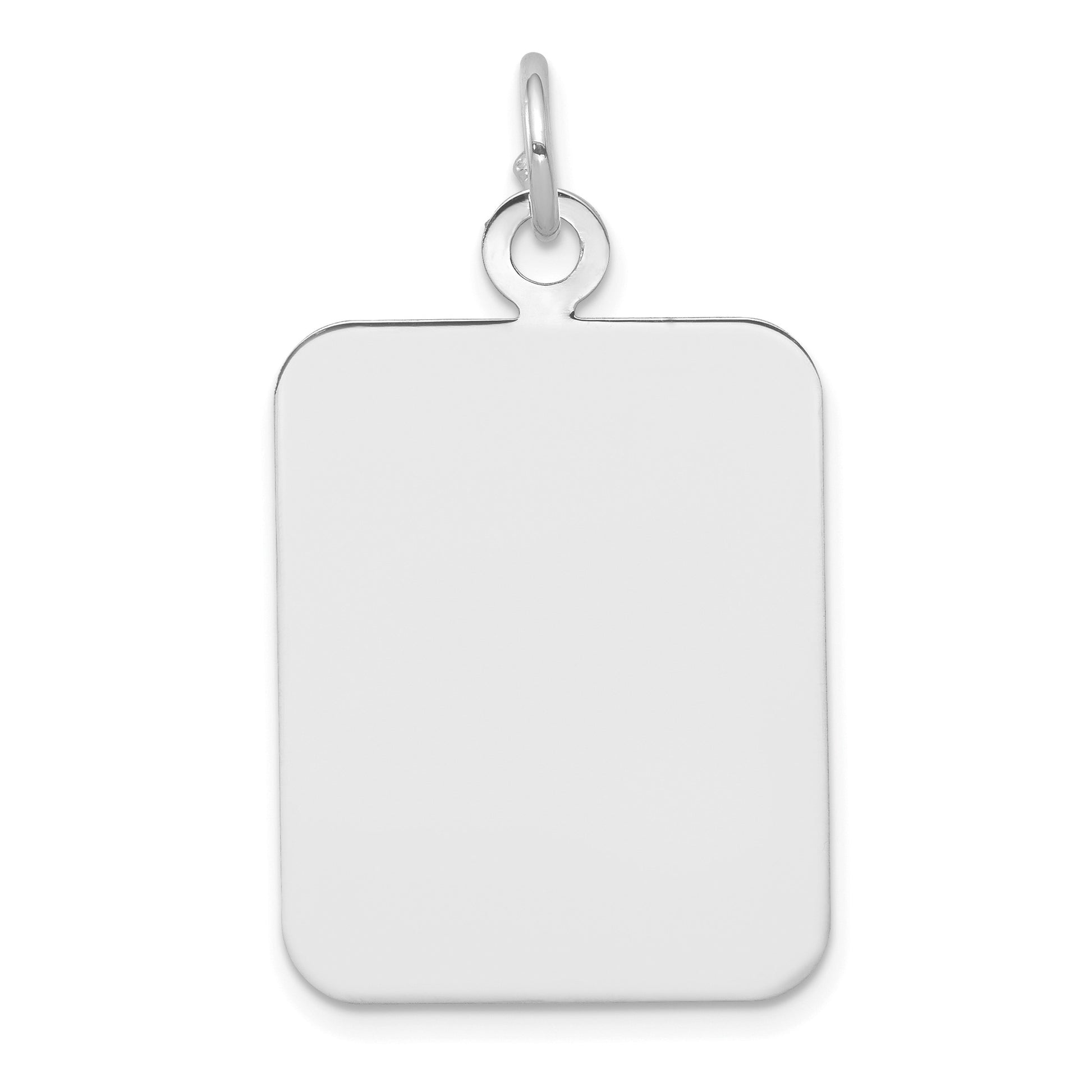 14k White Gold Plain 24.7x19.8mm .027 Gauge Rectangular Engravable Disc Charm
